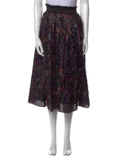 Pre-owned Buru Printed Midi Length Skirt In Black