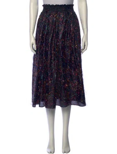 Pre-owned Buru Printed Midi Length Skirt In Black