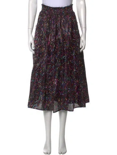 Pre-owned Buru Printed Midi Length Skirt In Green