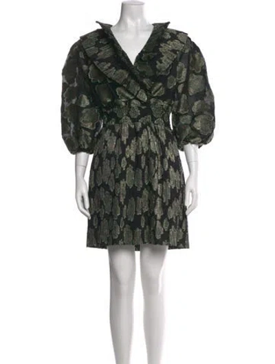 Pre-owned Buru Printed Mini Dress W/ Tags In Green