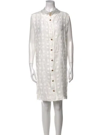 Pre-owned Buru Printed Mini Dress In White