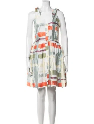Pre-owned Buru Printed Mini Dress In White
