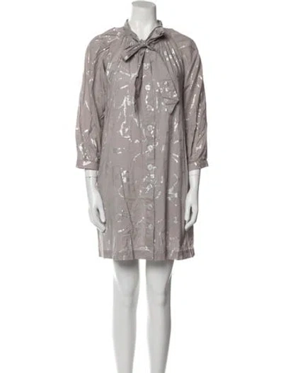 Pre-owned Buru Printed Three-quarter Sleeve Tunic In Purple