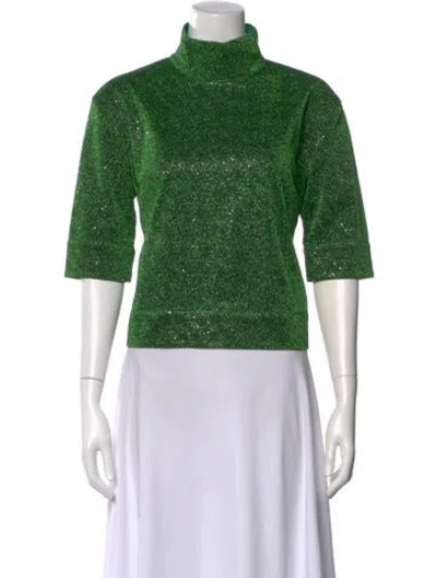 Pre-owned Buru Printed Turtleneck Top In Green