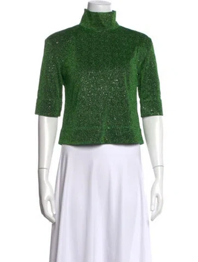 Pre-owned Buru Printed Turtleneck Top W/ Tags In Green