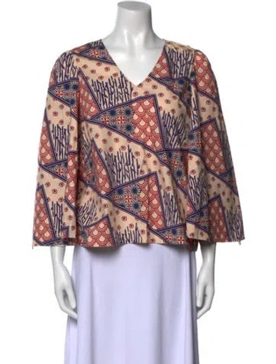 Pre-owned Buru Printed V-neck Blouse In Multi