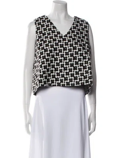 Pre-owned Buru Printed V-neck Crop Top W/ Tags In Multi