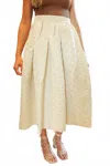 Buru Quilted Party Midi Skirt In Gold In Multi