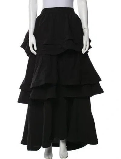 Pre-owned Buru Ruffle Embellishment Long Skirt In Black