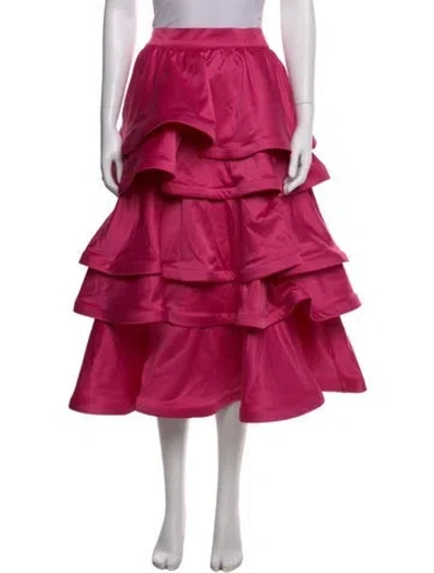 Pre-owned Buru Ruffle Embellishment Midi Length Skirt In Pink