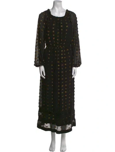 Pre-owned Buru Scoop Neck Long Dress In Black