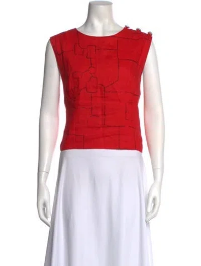 Pre-owned Buru Scoop Neck Sleeveless Crop Top In Red