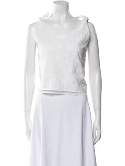 Pre-owned Buru Scoop Neck Sleeveless Crop Top In White