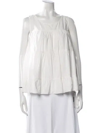Pre-owned Buru Scoop Neck Sleeveless Top In White