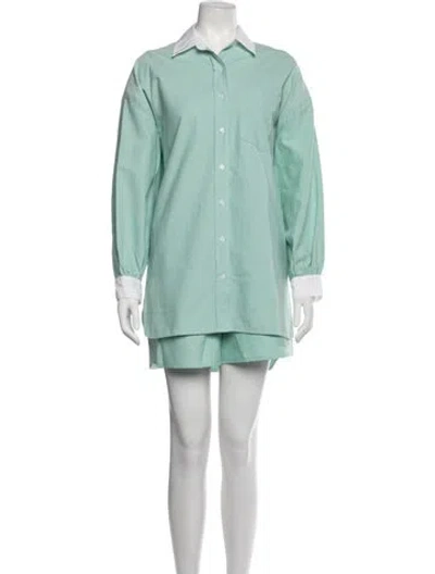 Pre-owned Buru Short Set In Green/white