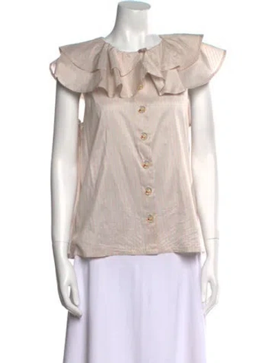 Pre-owned Buru Short Sleeve Button-up Top In Red