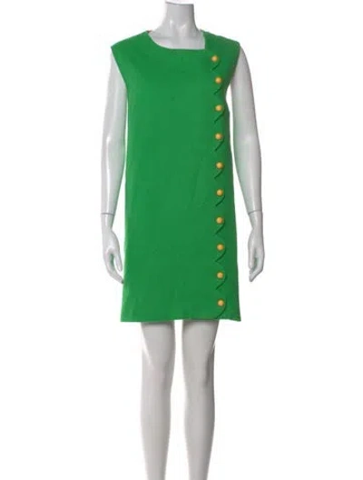 Pre-owned Buru Square Neckline Mini Dress In Green
