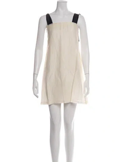 Pre-owned Buru Square Neckline Mini Dress In Neutrals