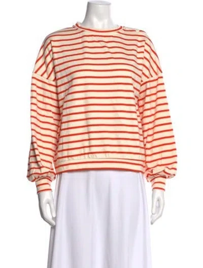 Pre-owned Buru Striped Crew Neck Sweatshirt W/ Tags In Orange