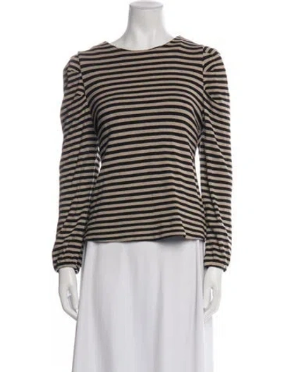 Pre-owned Buru Striped Crew Neck Top In Blue