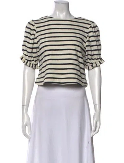 Pre-owned Buru Striped Crew Neck Top In Neutral