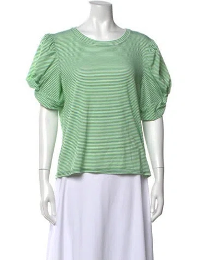 Pre-owned Buru Striped Crew Neck T-shirt In Green