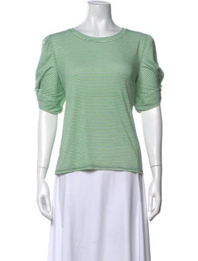 Pre-owned Buru Striped Crew Neck T-shirt In Green
