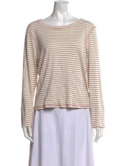 Pre-owned Buru Striped Crew Neck T-shirt In Neutrals