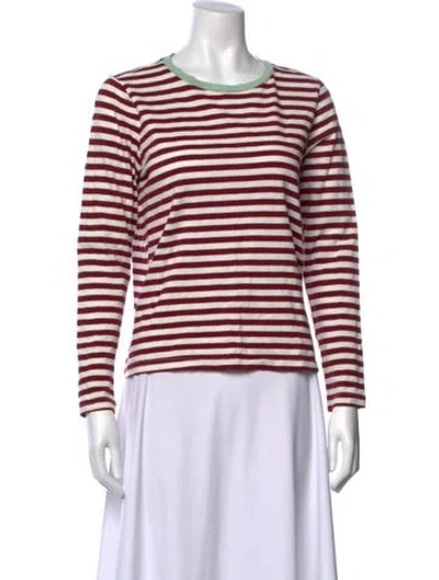 Pre-owned Buru Striped Crew Neck T-shirt In Red