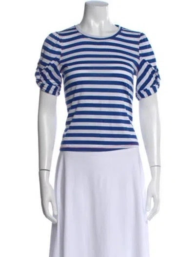 Pre-owned Buru Striped Crew Neck T-shirt In White