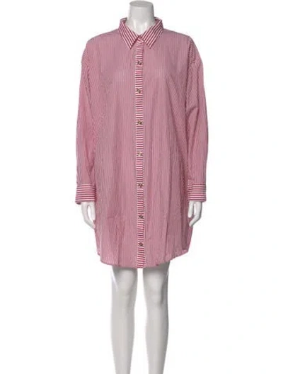 Pre-owned Buru Striped Knee-length Dress In Pink