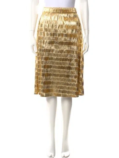 Pre-owned Buru Striped Knee-length Skirt In Gold