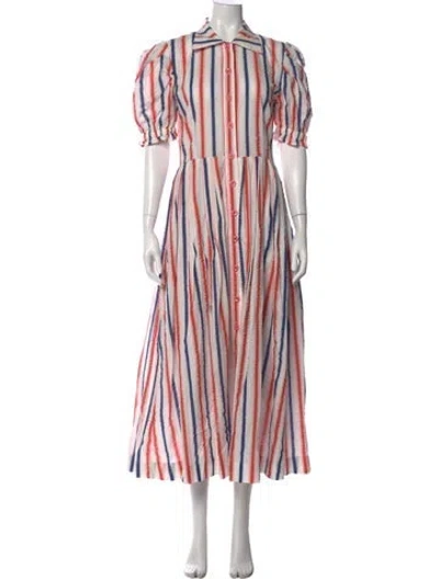 Pre-owned Buru Striped Long Dress In Multi