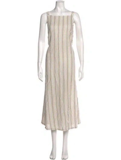 Pre-owned Buru Striped Long Dress In Neutral