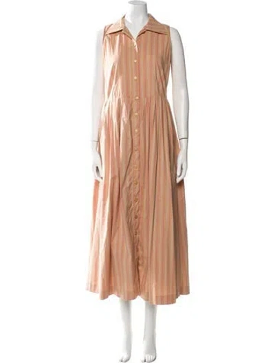 Pre-owned Buru Striped Long Dress In Neutral