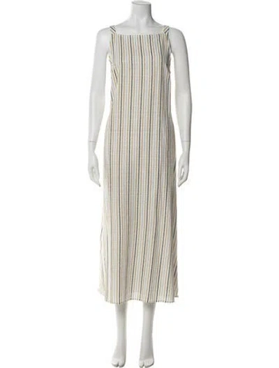 Pre-owned Buru Striped Long Dress In Neutral