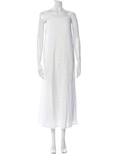 Pre-owned Buru Striped Long Dress In White
