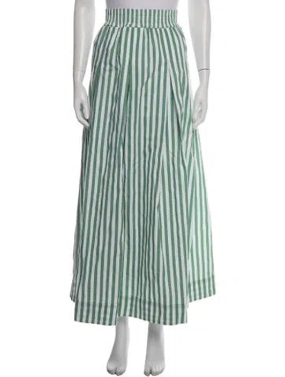 Pre-owned Buru Striped Long Skirt W/ Tags In Green