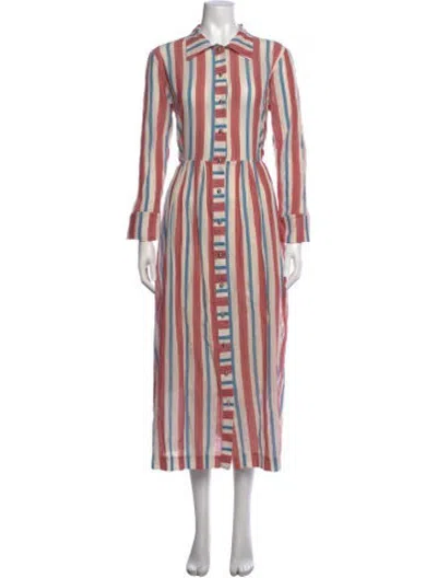 Pre-owned Buru Striped Midi Length Dress In Multicolor