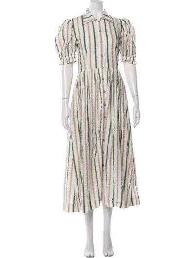 Pre-owned Buru Striped Midi Length Dress In Multicolor