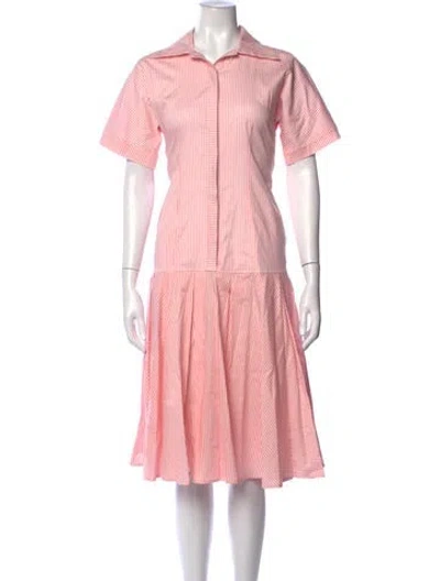 Pre-owned Buru Striped Midi Length Dress In Pink