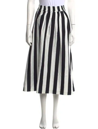 Pre-owned Buru Striped Midi Length Skirt In Black