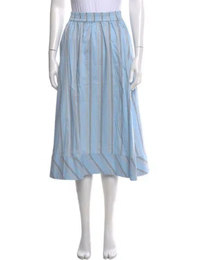 Pre-owned Buru Striped Midi Length Skirt In Blue