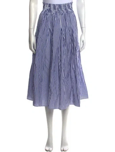 Pre-owned Buru Striped Midi Length Skirt In Blue