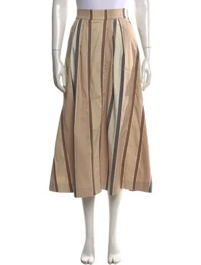 Pre-owned Buru Striped Midi Length Skirt In Neutral