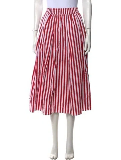 Pre-owned Buru Striped Midi Length Skirt In Red