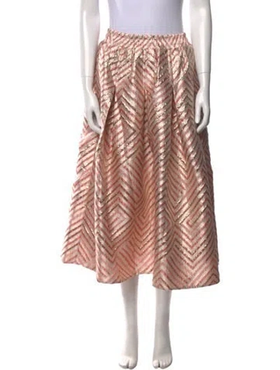 Pre-owned Buru Striped Midi Length Skirt W/ Tags In Pink