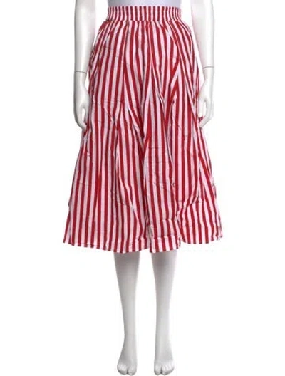Pre-owned Buru Striped Midi Length Skirt W/ Tags In Red