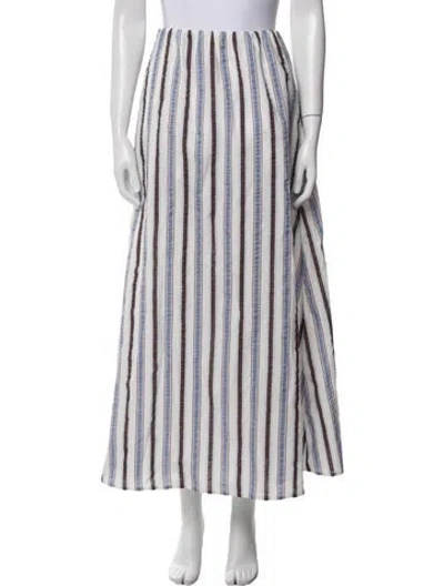 Pre-owned Buru Striped Midi Length Skirt In White