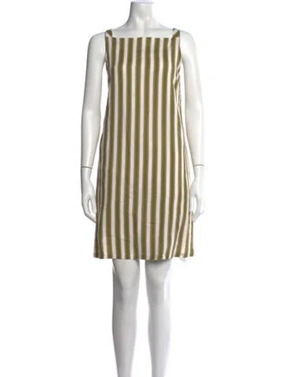 Pre-owned Buru Striped Mini Dress In Green